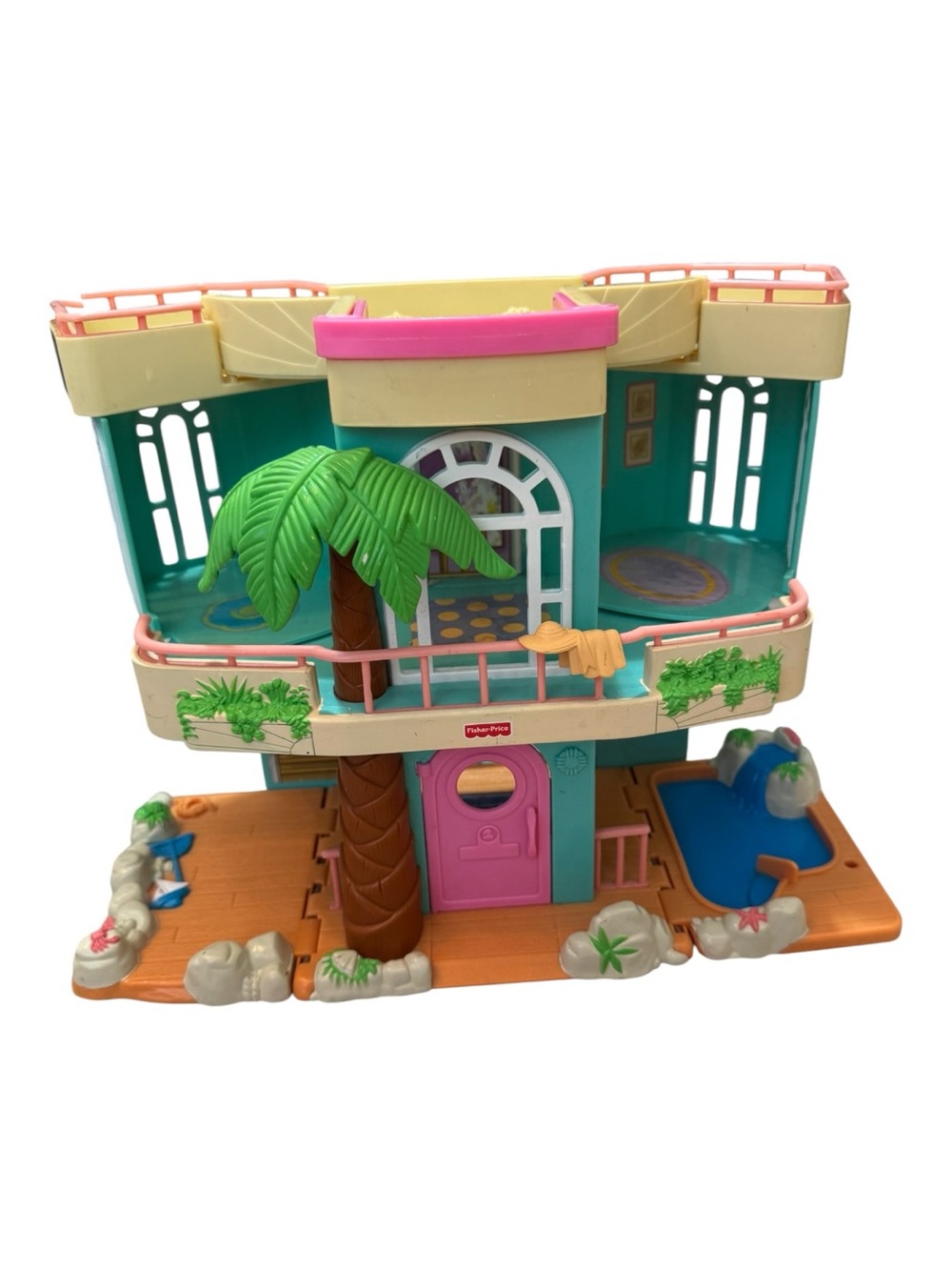 Vtg Fisher Price Sweet Streets Beach House Loving Family Fold & Carry 2000